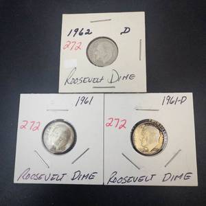 1961, 1961-D, 1962 Roosevelt Dimes