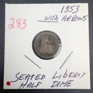 1853 with arrows Seated Liberty Half Dime