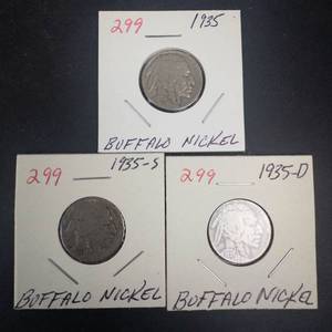 1935 P,D,S Buffalo Nickels