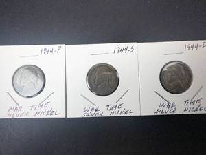 1944 P,D,S silver war Nickels