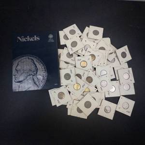 Nickel starter set vintage album and over 50 Jefferson Nickels