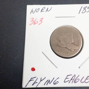 1857 Flying Eagle Cent, worn
