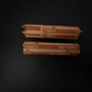 2 rolls of 50 each wheat cents mixed teens thru fifties