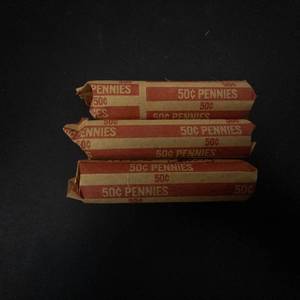 3 rolls of 50 each 1943 mixed mint marks steel wheat cents