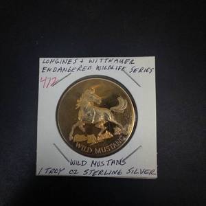 Longines & Wittnauer Wildlife Series gold plated 1 oz sterling , Wild Mustang
