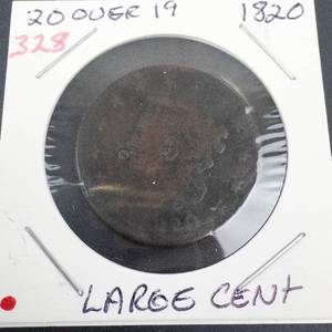 1820 Large Cent, 20 over 19