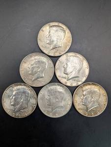 Kennedy Half Dollars 1964 - 6 Coins