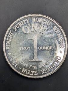 Tri-State Refining 1 oz .999 Fine Silver Round 1776-1976 God Bless America