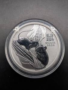 Perth Mint Lunar II 2020 12 oz .9999 Silver Coin - Australia, Mouse (Year of the Mouse) 50 Cents