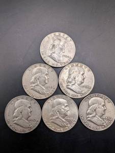 Lot Of 6 Franklin Halves