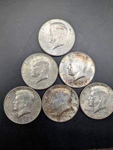 Kennedy Half Dollar 1964 Silver - 6 Coins