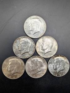 Kennedy Half Dollars - 1964 - 6 Coins - 90% Silver