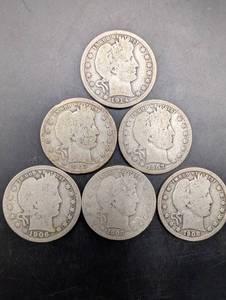 Barber Quarter Dollar Coins - Mixed Dates (1903, 1906, 1907, 1908, 1914) - 7 Coins
