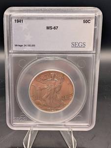 1941 Walking Liberty Half Dollar MS-67 SEGS 50C Minted 24,192,000