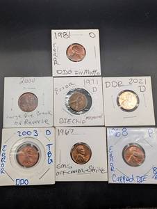 Lincoln Error Cents - Mixed Dates & Mint Marks (Lot of 9)
