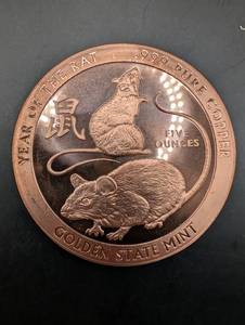 Golden State Mint Year of the Rat Copper Round 5 oz 999 Fine