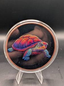 Copper Turtle Round - 5 oz .999 Fine Copper Colorful Rainbow Design