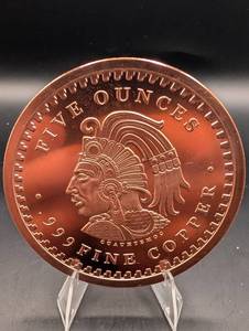 5 oz Copper Coin - Native American Chief Obverse, Aztec Calendar Reverse - 1999
