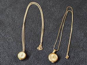 6-grams (total) 14K Gold - Lot of (2) Necklaces with Sphere Pendant Clock 22 and 24