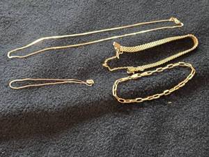 16.8-grams (total) 14K Gold Necklace  Bracelets (x3)