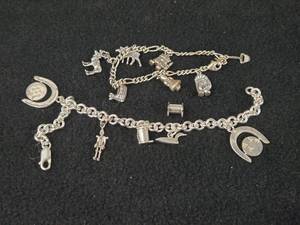 49.9-grams (total) Sterling Silver - Lot of (2) Charm Bracelets