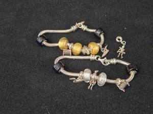 61.2-grams (total) Sterling Silver - Lot of (2) Charm Bracelets