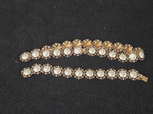 72.3-grams (total) Sterling Silver - Lot of (2) Necklace and Bracelet with White Enamel Details