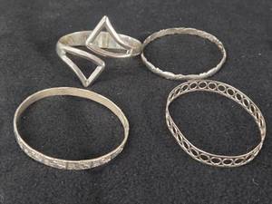 89.9-grams (total) Sterling Silver - Lot of (4) Bangle Bracelets