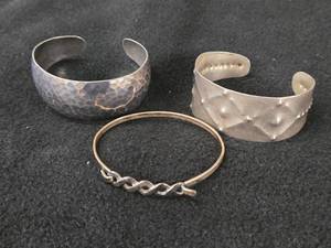 53.9-grams (total) Sterling Silver Cuff Bracelets (x2)  Bangle Bracelet (x1)