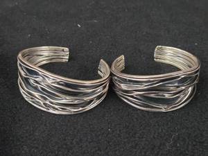 61.1-grams (total) Sterling Silver - Lot of (2) Cuff Bracelets
