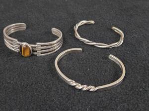 89.7-grams (total) Sterling Silver - Lot of (3) Bangle Bracelets