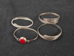 88.8-grams (total) Sterling Silver Cuff Bracelets (x3)  Bangle Bracelet (x1)