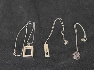48-grams Sterling Silver  28-grams 830S Sterling Silver - Lot of (3) Pendant Necklaces