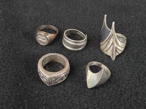 45.8-grams (total) Sterling Silver - Lot of (5) Rings