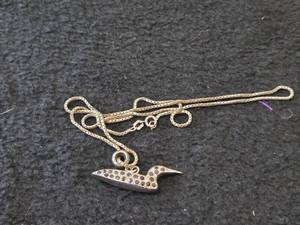 20 14.2-grams Sterling Silver Loon Pendant Necklace with Blue Sapphires