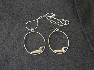 16 19.5-grams Sterling Silver Necklace with (2) Loon Pendants