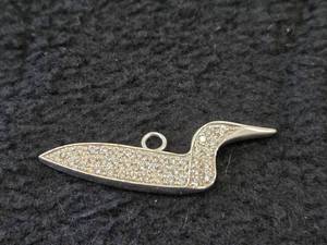 9.7-grams Sterling Silver Loon Pendant with Diamonds in Body and Eye