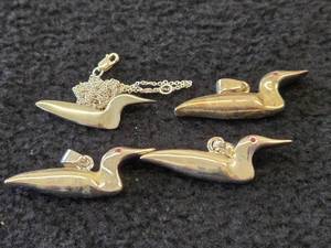 22-grams (total) Sterling Silver - Lot of (4) Loon Pendants