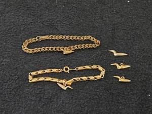 23.3-grams (total) Gold Plate - Lot of (2) Bracelet with Loon Charms