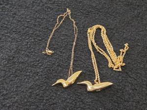19.7-grams (total) Gold Plate - Lot of (2) Necklace with Loon Pendant 16 and 34