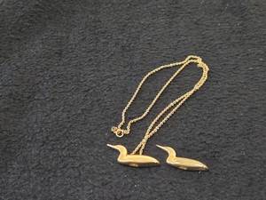 16.7-grams Gold Plate - Lot of (1) Necklace with (2) Loon Pendants 18