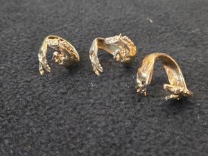 14.8-grams (total) Sterling Silver Gold Tone - Lot of (3) Wrap-around Horse Rings