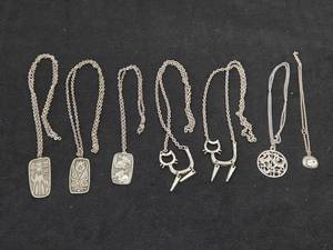 Lot of (7) Necklaces with Pewter Pendants