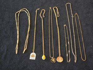 Lot of (8) Gold-toned Necklaces and Chains