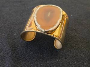 Cuff Bracelet with Sliced Polished Agate by Charles Albert