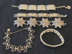 Lot of (5) Silver-toned Bracelets