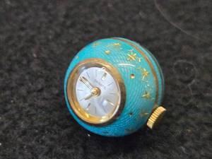 Geneve Ball shape Pendant Watch (blue guilloche enamel with celestial stars)