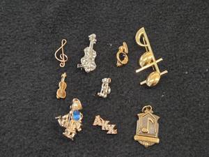 Lot of (9) Jewelry - (8) Music theme Pins  (1) Small Girl theme Pin with Gem and Pearl