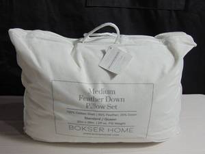 2 Pack Medium White Duck Feather & Down Bed Pillow - Standard/Queen | BOKSER HOME