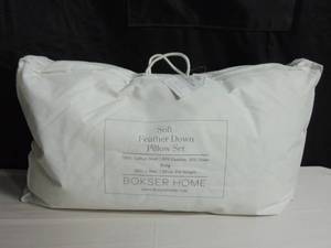 2 Pack Soft White Duck Feather & Down Bed Pillow - King  BOKSER HOME